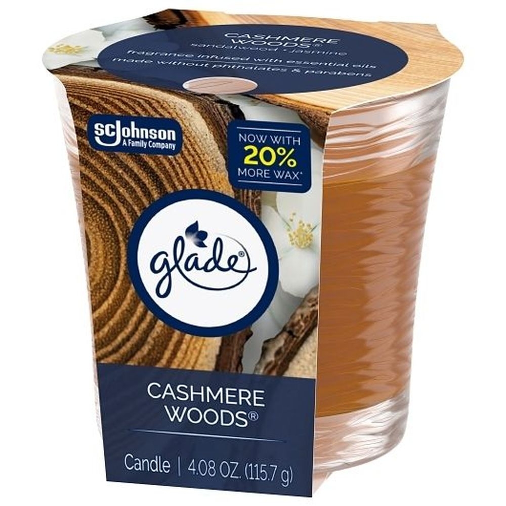 Glade Cashmere Woods Candle, 4.08 Ounce -- 6 Per Case