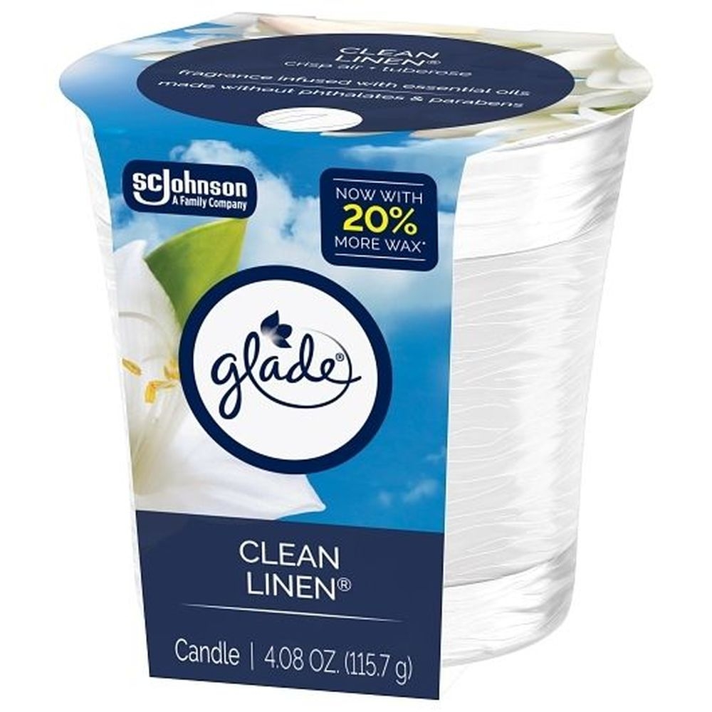 Glade Clean Linen Candle, 4.08 Ounce -- 6 Per Case