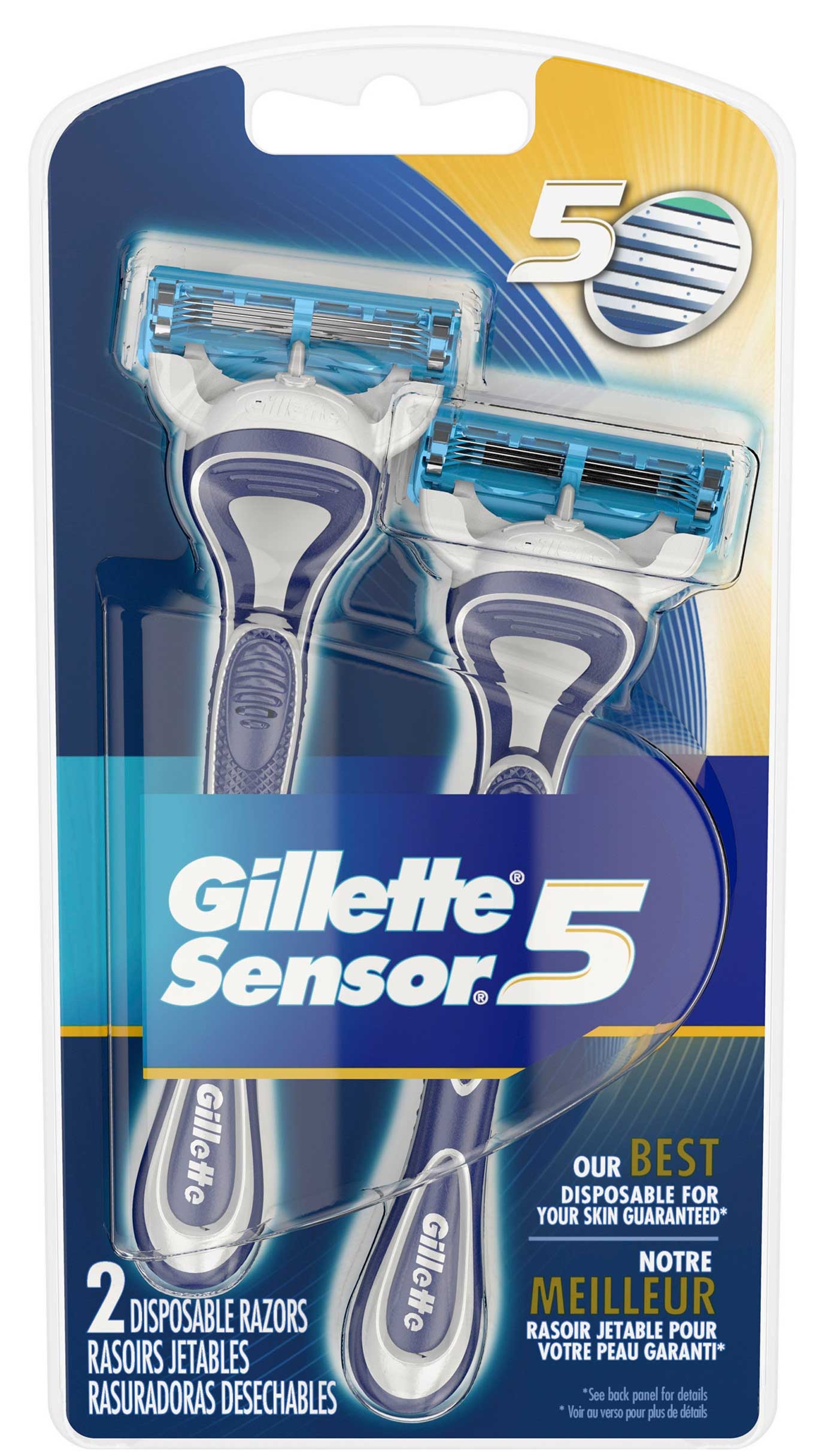 Gillette Sensor5 Mens Disposable Razor, 2 count per pack -- 12 per case.