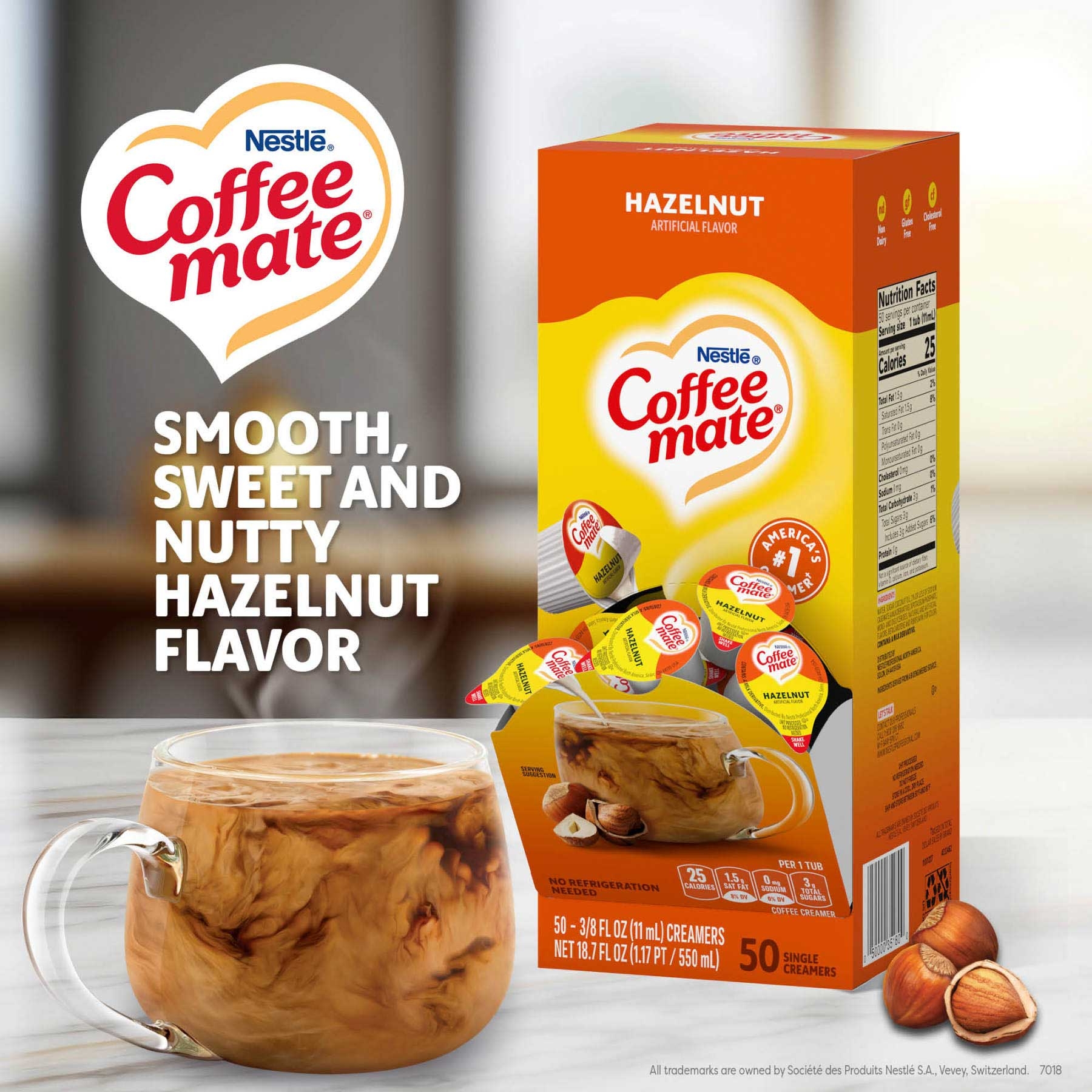 Coffee-mate Hazelnut Liquid Creamer, 18.7 Fluid Ounce -- 4 Per Case