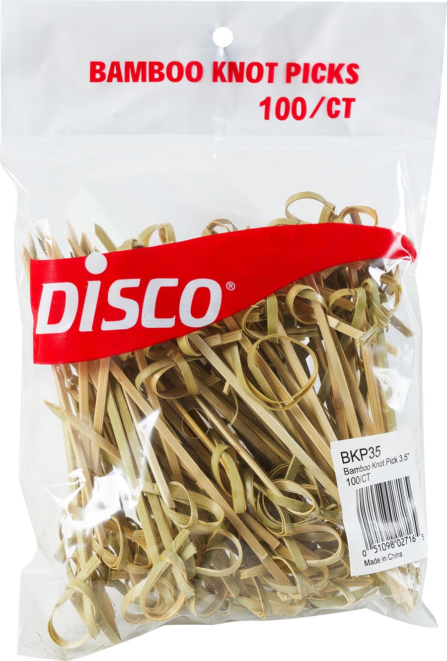 Disco Knot Pick Bamboo Skewer, 3.5 Inch, 100 Count -- 10 Per Case