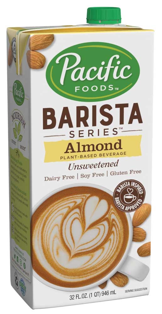 Pacific Foods Original Barista Series Unsweetened Almond Beverage, 32 Ounce -- 12 per case