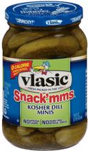 Vlasic Snackmms Kosher Dill Minis Pickles, 16 Fluid Ounce -- 6 per case.