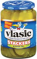 Vlasic Stackers Kosher Dill Pickles, 24 Fluid Ounce -- 6 per case.
