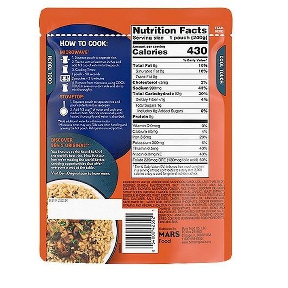 Ben's Original Ready Rice Creamy Mushroom Risotto, 8.5 Ounce -- 8 Per Case