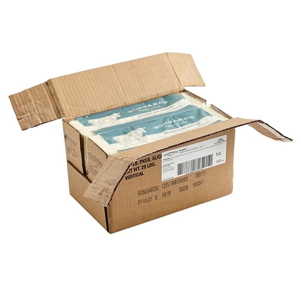 Bongards Pasteurized Process Vertical American Swiss Cheese Slice, 5 Pound -- 4 per case