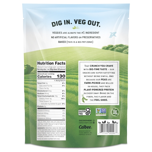 Harvest Snaps Black Pepper Green Pea Snack Crisps, 3.3 Ounce -- 12 per case