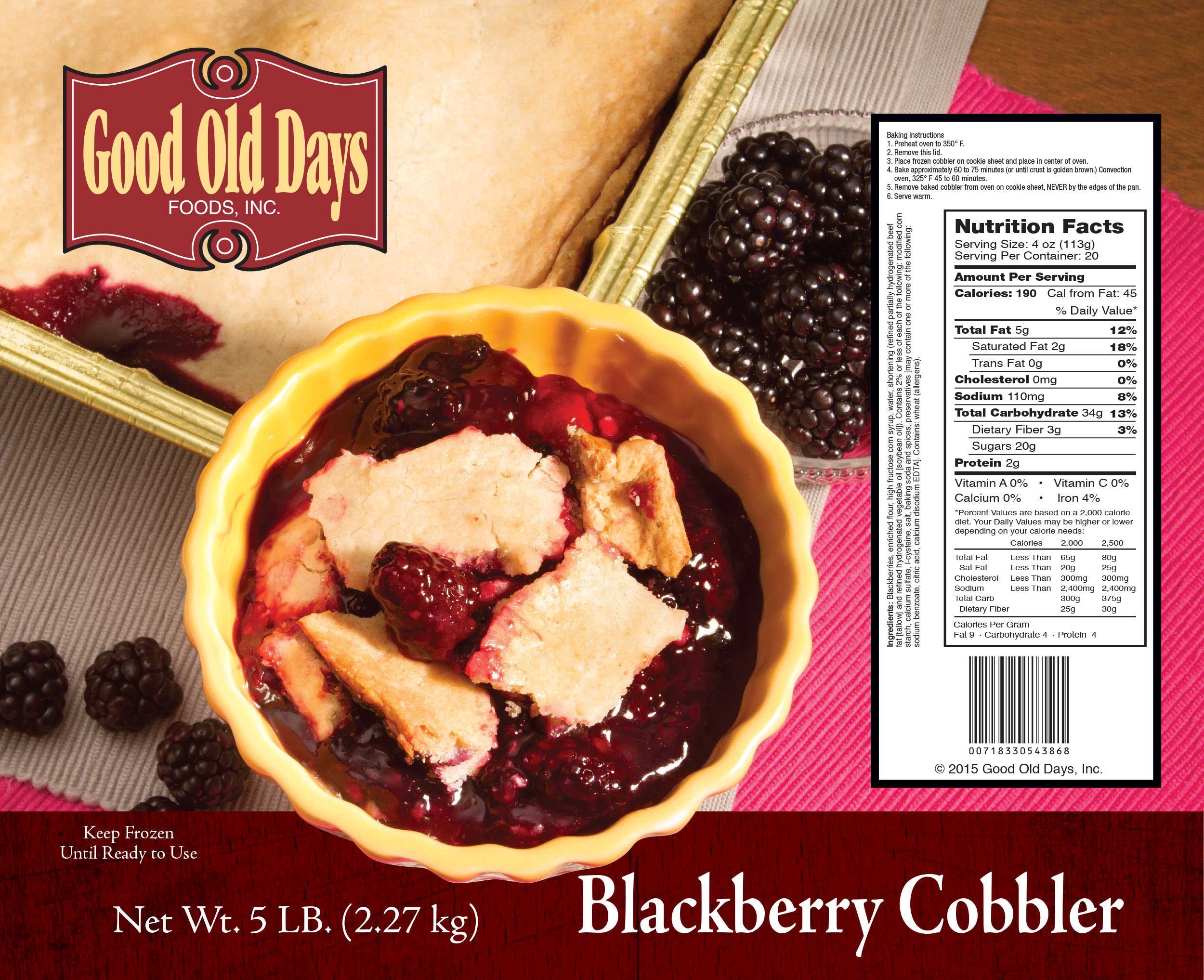 Good Old Days Blackberry Cobbler, 5 Pound -- 2 per case.