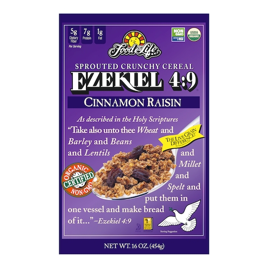 Food For Life Organic Ezekiel 4:9 Sprouted Whole Grain Cinnamon Raisin Cereal, 16 Ounce -- 6 Per Case