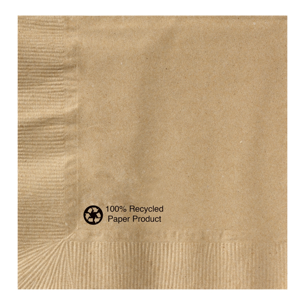 Hoffmaster Kraft 1 Ply 100 Percent Recycled Beverage Napkin, 10 x 10 inch -- 1000 per case.