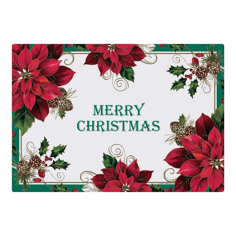 Hoffmaster Traditional Poinsettia Paper Placemat -- 1000 per case.
