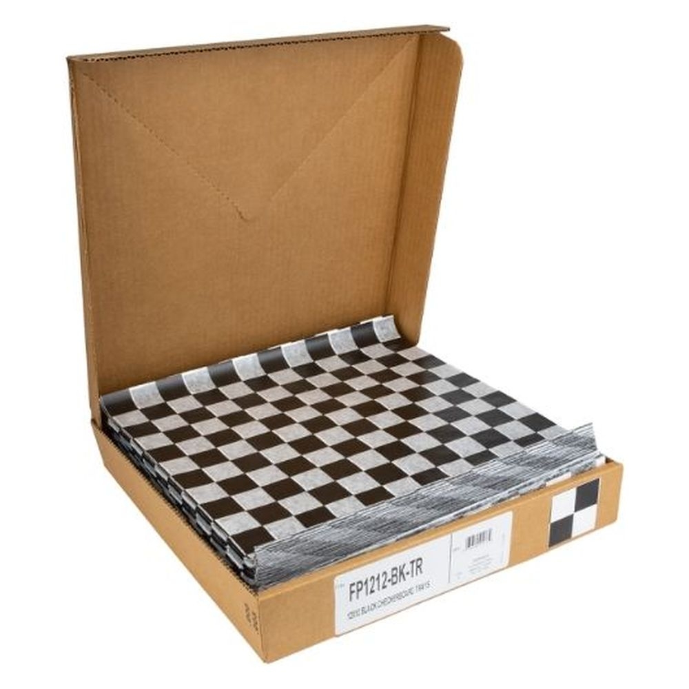 Durable Packaging Black Checkered Wax Sheet, 1000 count - 5 per case