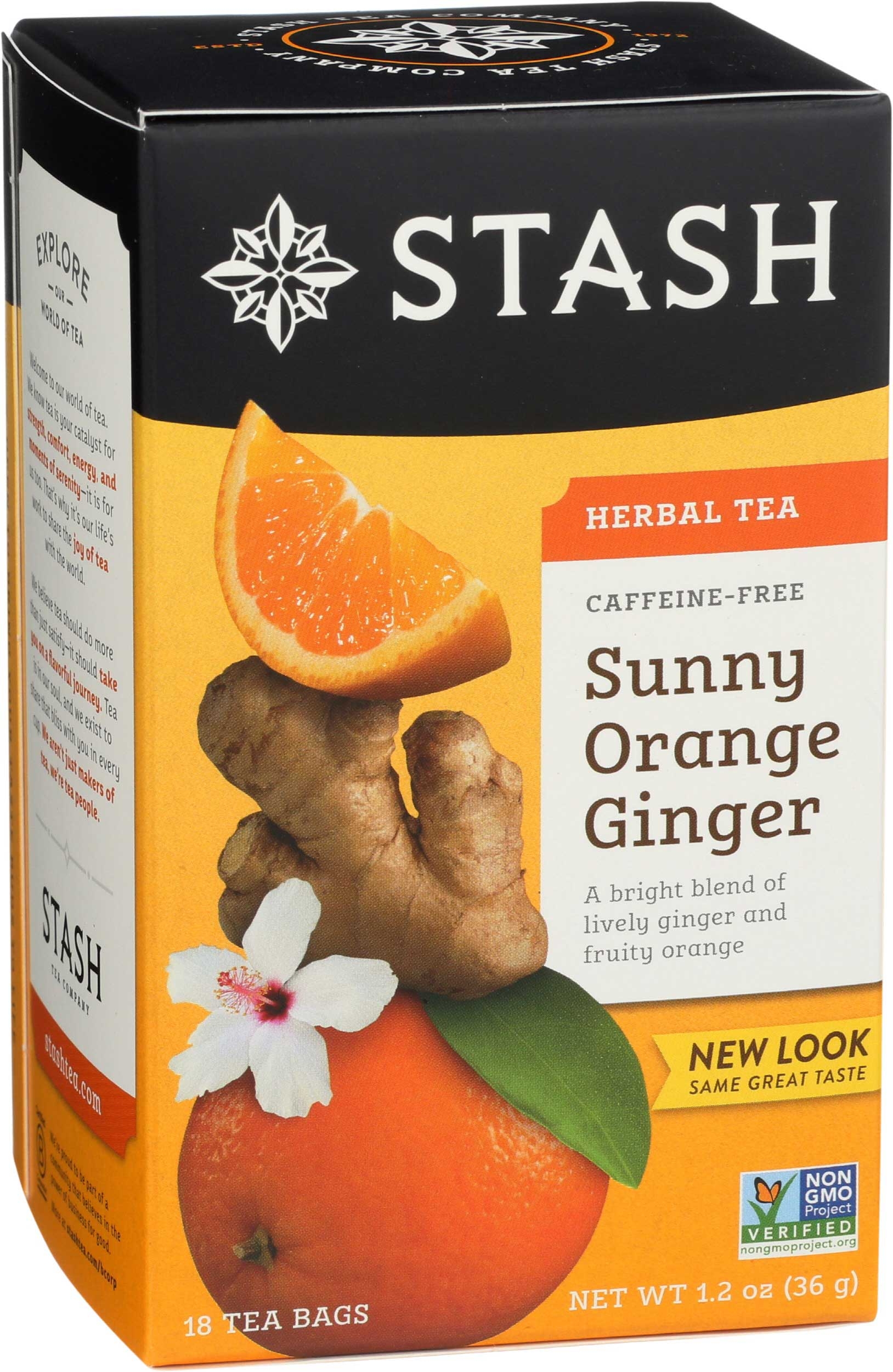 Stash Sunny Orange Ginger Herbal Tea - 18 tea bags per pack -- 6 packs per case