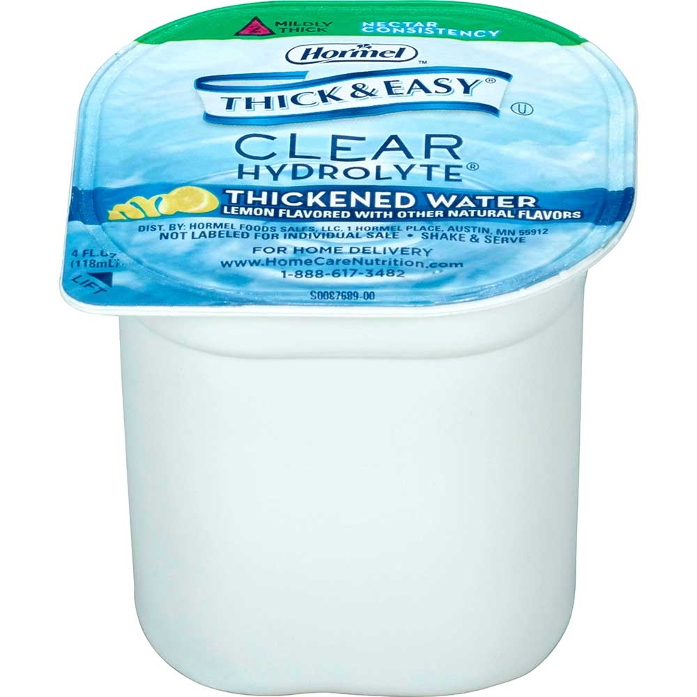 Hormel Health Labs Thick and Easy Clear Hydrolyte Thickened Water, Nectar Consistency, 4 Ounce -- 24 per case