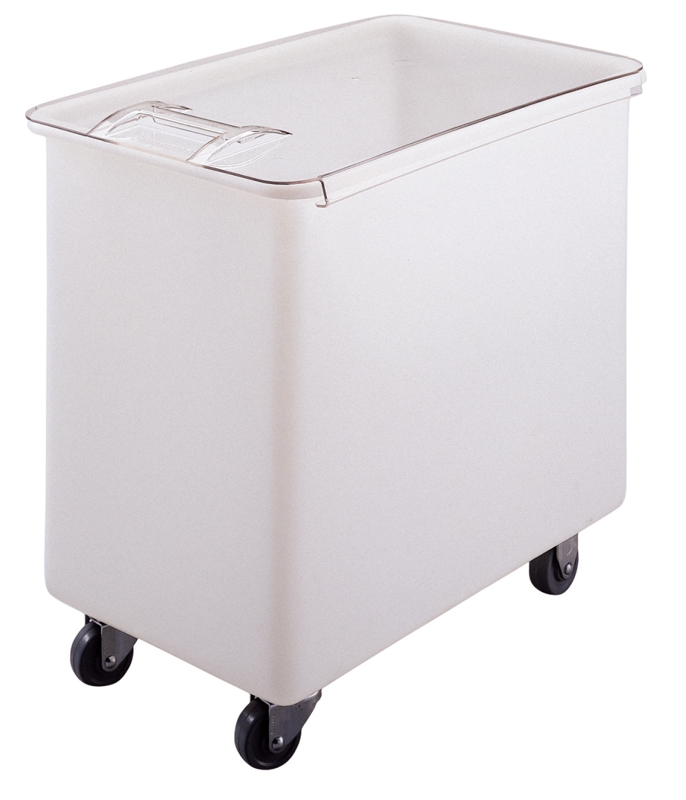 Cambro White 42.5 Liquid Gallon Mobile Ingredient Bin With Single Flat Lid, 18 1?2 X 29 1?2 X 29 Inch