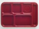 Cambro Budget 6 Compartment School Tray, Cranberry, 10 x 14 inch -- 24 per case.