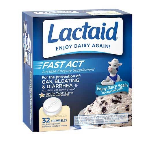 Lactaid Fast Act Lactase Enzyme Supplement Chewable Tablets, 32 Count -- 24 Per Case