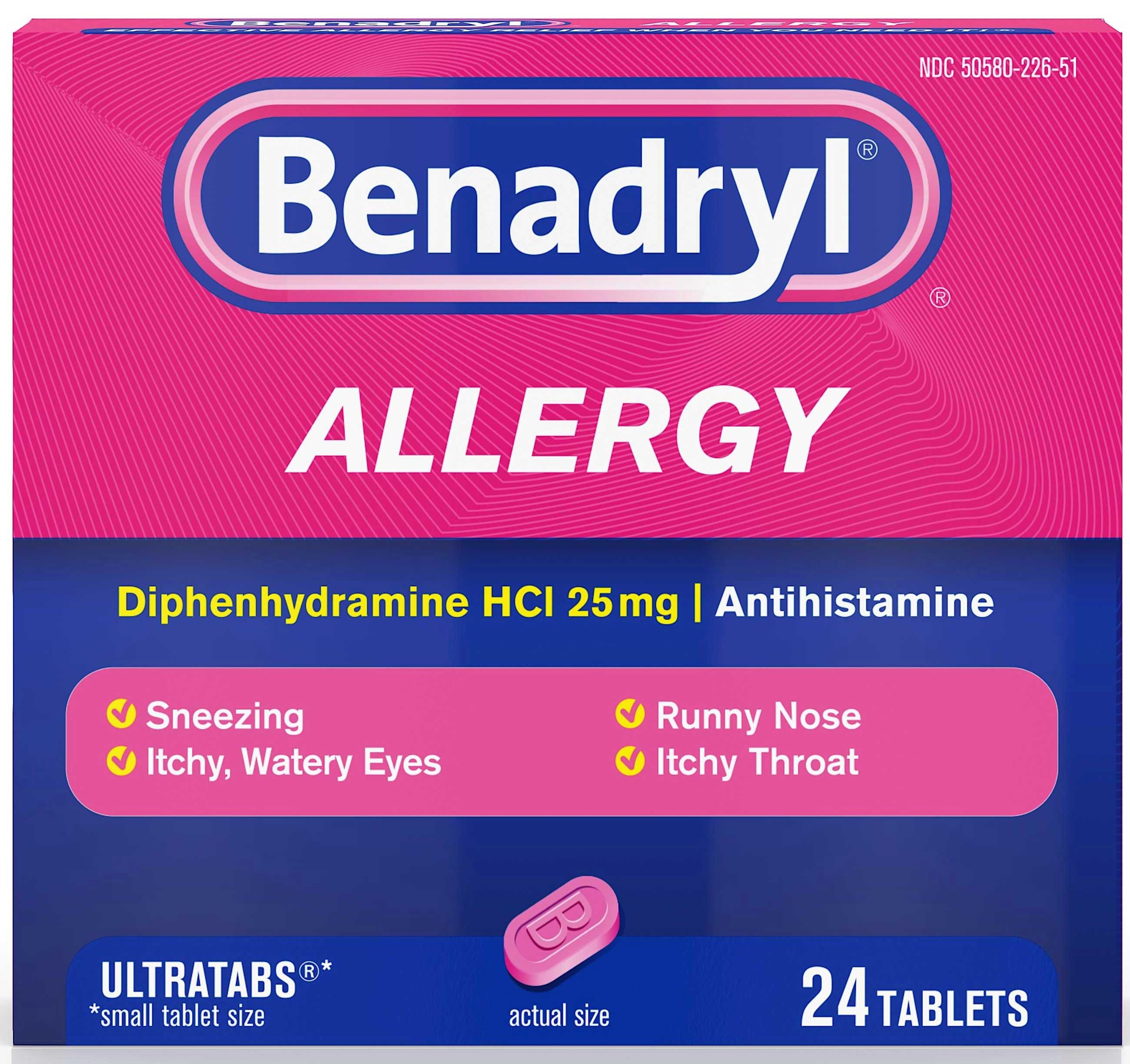 Benadryl Allergy Ultratab Tablet, 24 Per Unit -- 24 Per Case