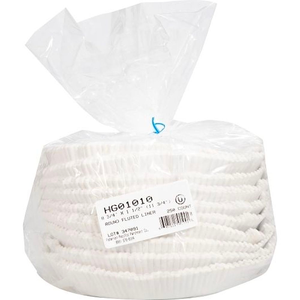 Paterson Round White Fluted Wax Cake Liner, 250 count - 4 per case