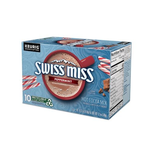 Swiss Miss Peppermint Hot Cocoa Keurig Single Serve K Cup Pod Hot Cocoa Mix, 10 Count -- 6 Per Case