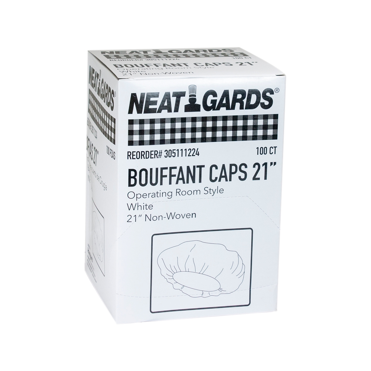 Neatgards White Paper Pleated Disposable Bouffant Cap, 21 Inch -- 500 Per Case