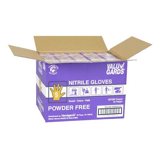 Valugards Powder Free Purple Small Disposable Nitrile Gloves - 100 count per pack -- 10 packs per case