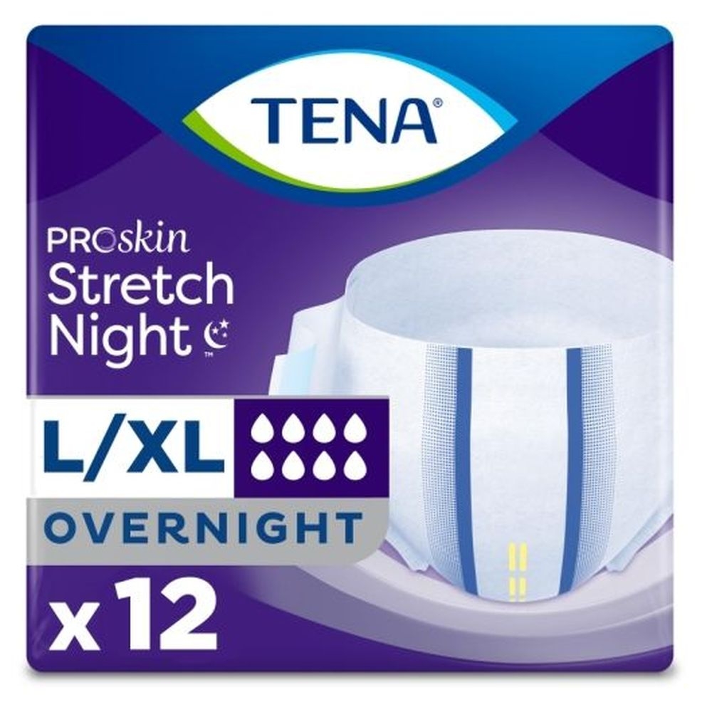 Tena Pro Skin Large Extra Large Stretch Overnight Briefs, 12 Count -- 4 Per Case