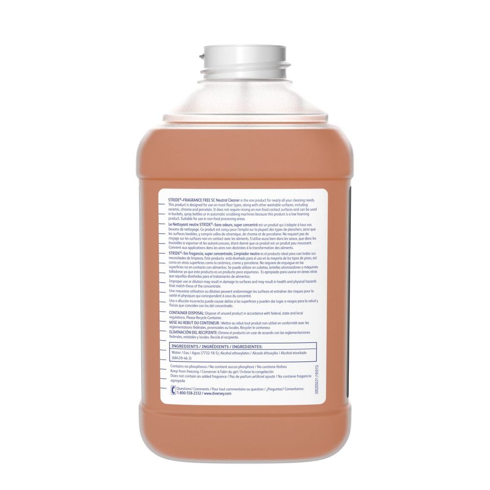 Diversey Stride Fragrance Free Neutral Cleaner, 2.5 Liter - 2 per case