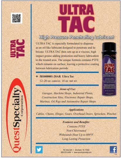 Ultra Tac High Pressure Penetrating Lubricant, 14 Ounce -- 12 Per Case