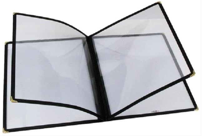 Winco Black Four Pocket Menu Cover -- 25 per case