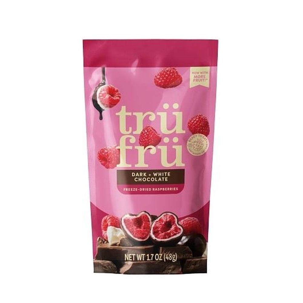 Tru Fru Hyper Dried Grab Go Raspberries in White and Dark Chocolate, 1.70 Ounce - 12 per case