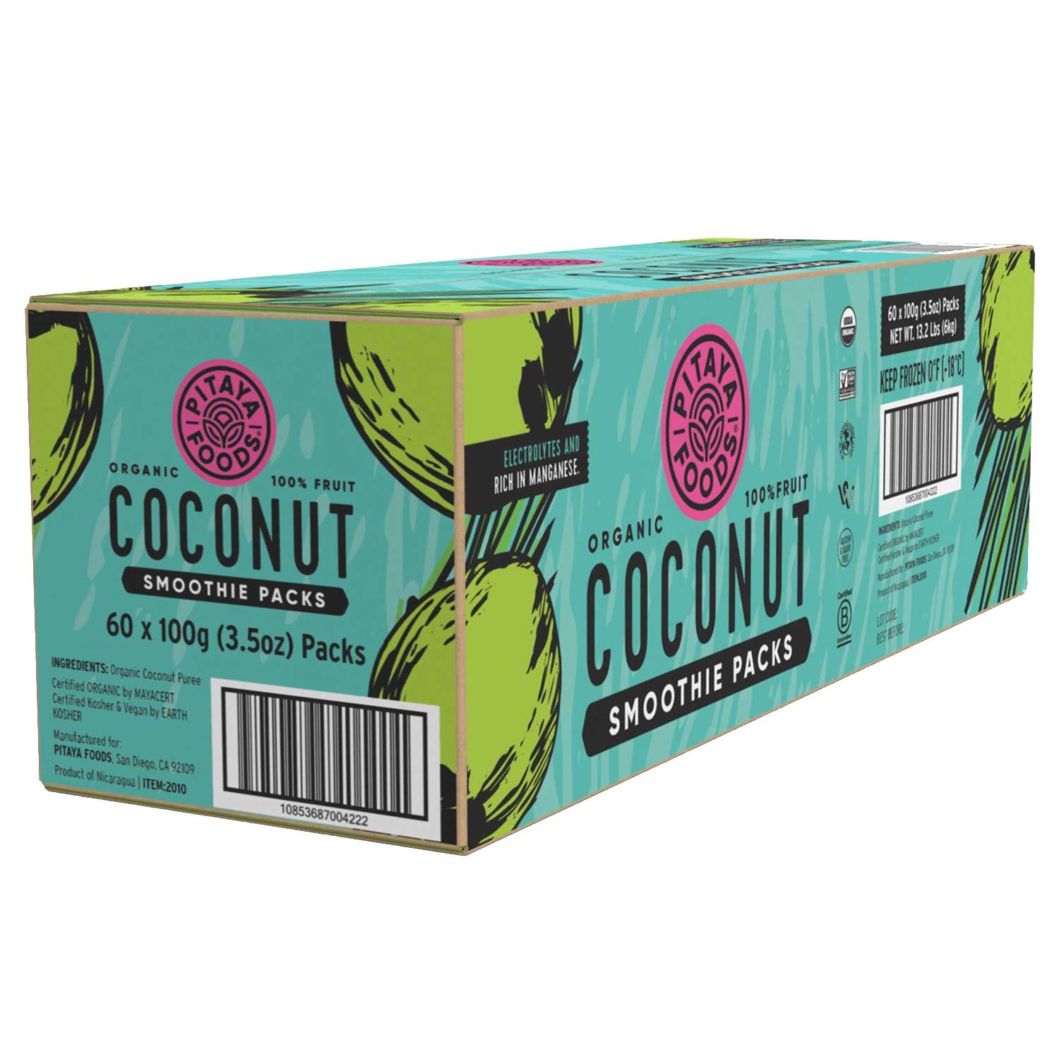 Pitaya Organic Plus 100 Percent Fruit Coconut Smoothie Pack, 13.2 Pound