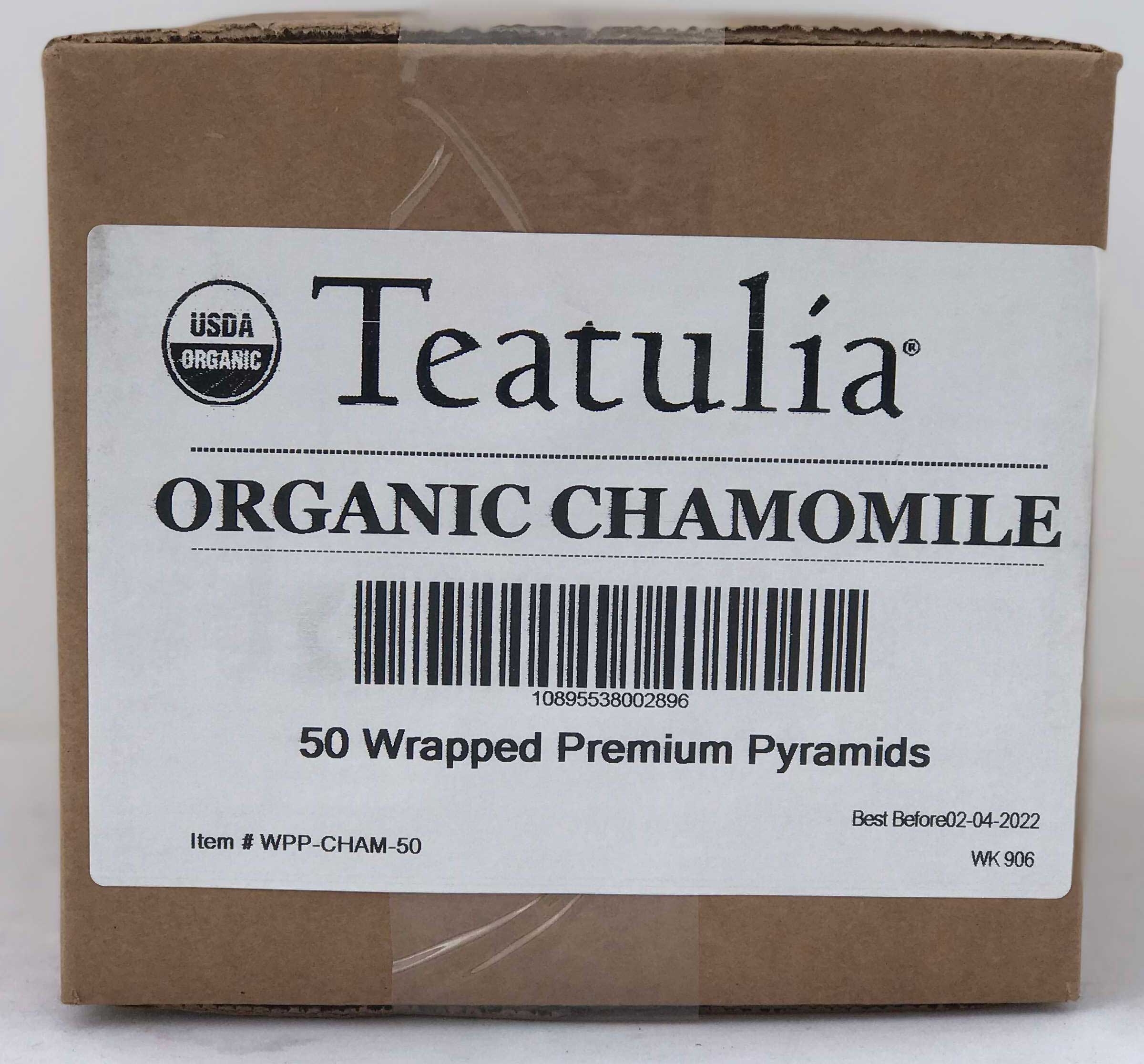 Teatulia Organic Chamomile Wrapped Premium Pyramid Tea -- 50 per case