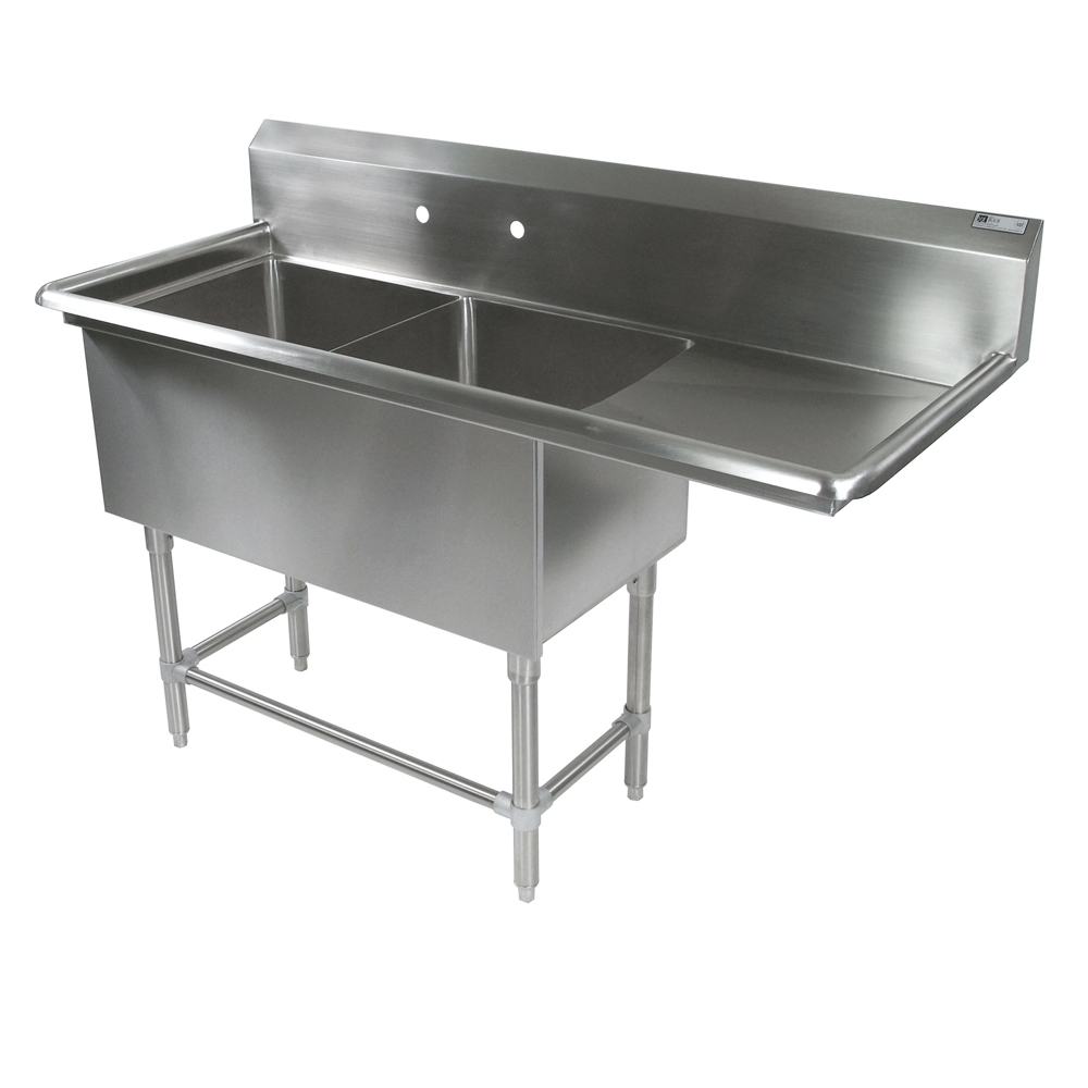2pb2028-1db Pro-bowl Two Compartment Sink 16 Gauge 20x28x12 In. With 30in. Drainboard With Galvanized Base & Bracing.