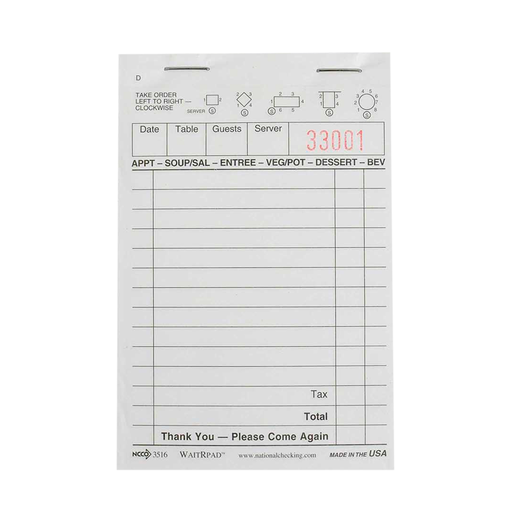 Ncco Waitrpad Paper, 3.5 X 5.125 Inch -- 10000 Per Case