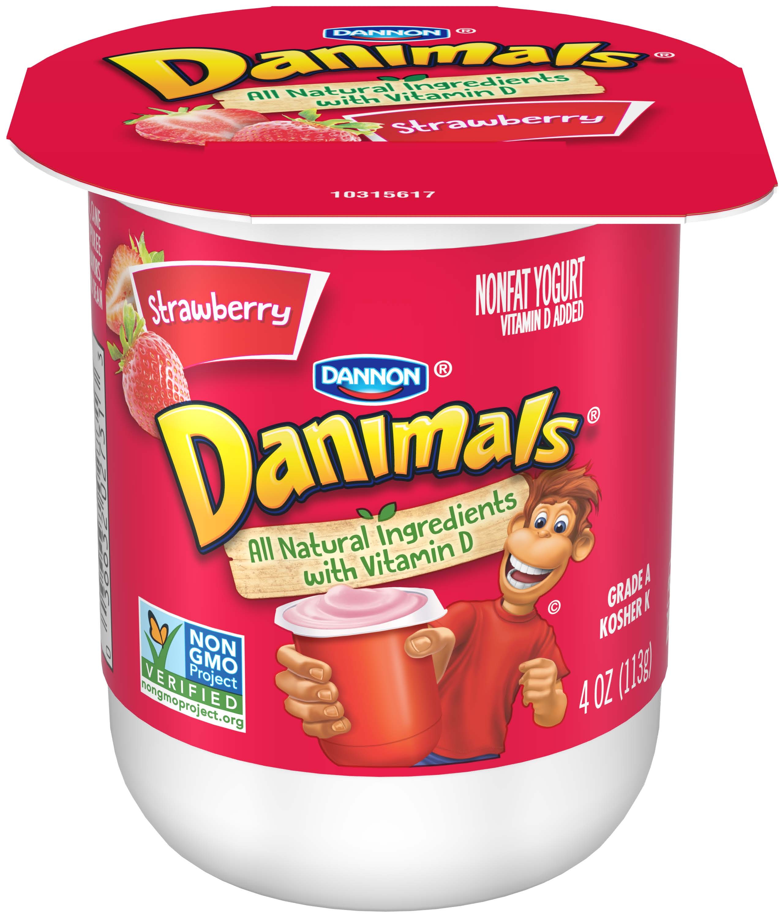 Danimals Strawberry Nonfat Yogurt, 4 Ounce Cup -- 48 Per Case