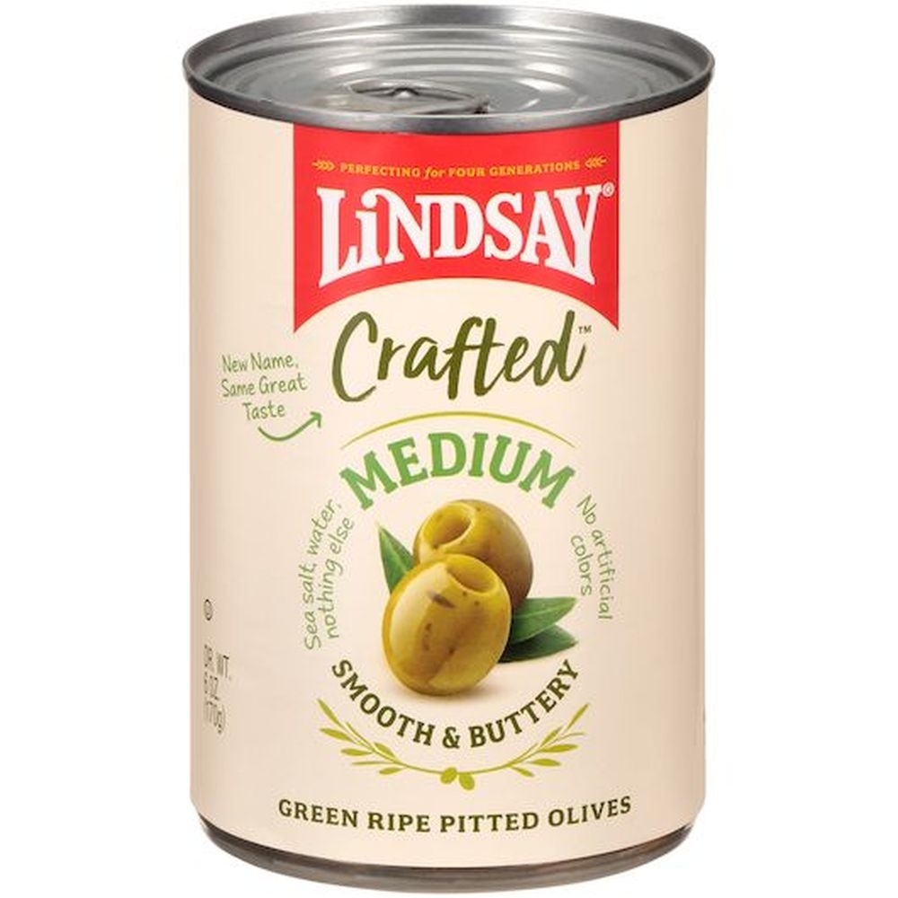 Lindsay Crafted Medium Pitted Green Olives, 6 Ounce Can -- 12 per case