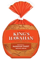 Kings Hawaiian Original Sweet Round Bread, 16 Ounce -- 6 per case.