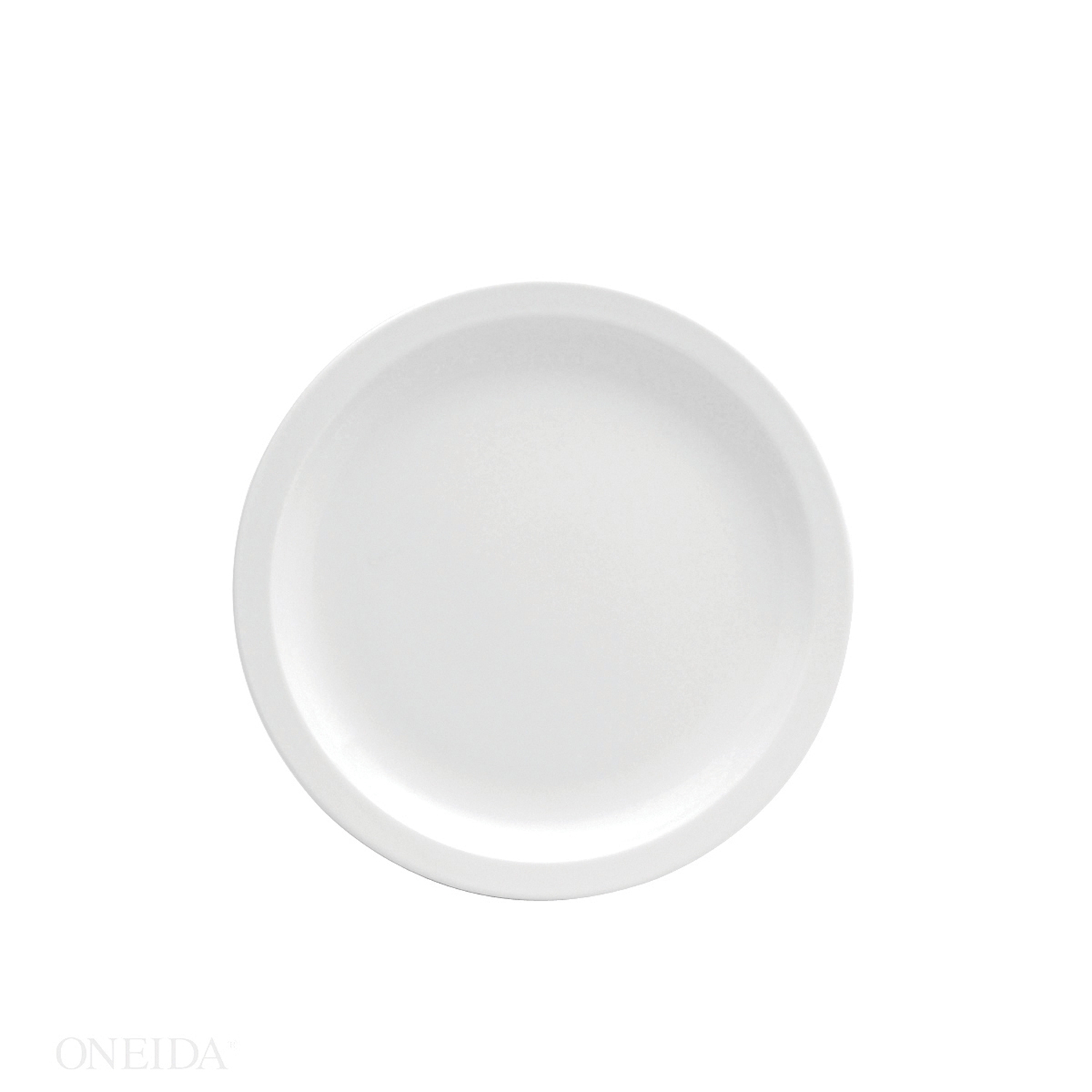 Oneida Buffalo Bright White Narrow Rim Undecorated Ceramic Plate, 8.25 Inch -- 24 Per Case