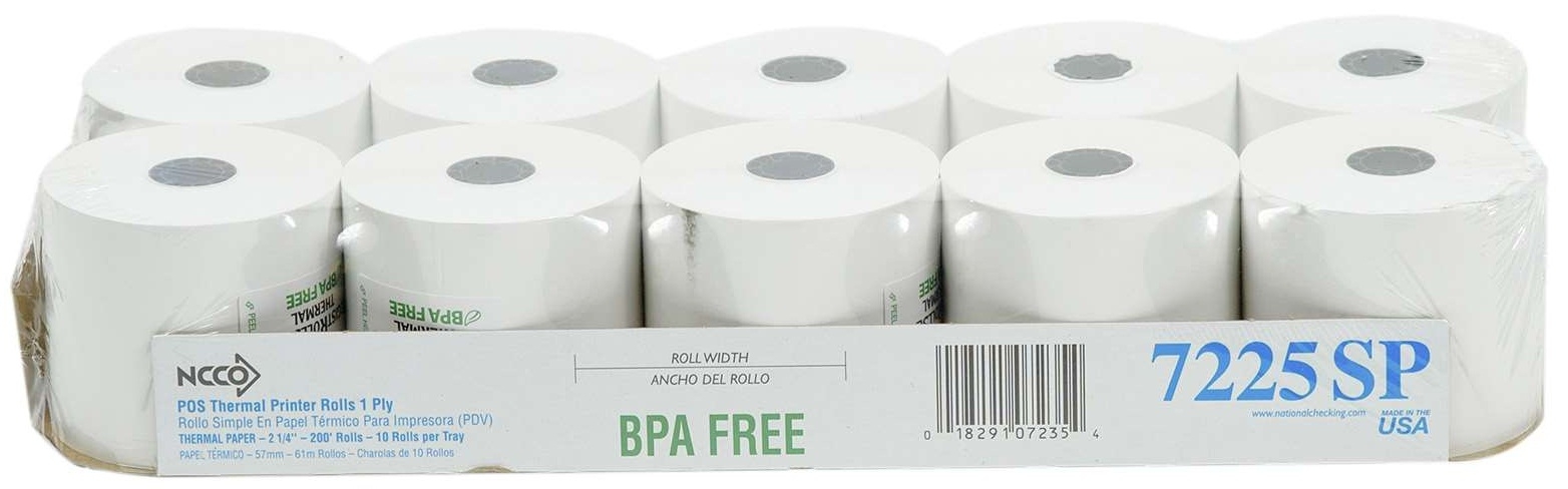 National Checking Company White 1 Ply Register Roll Tape, 2.25 inch -- 40 rolls per case