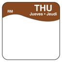 Daymark Square Wash Off Bilingual Day of the Week Label - Thursday, 1 inch -- 12 rolls per case.