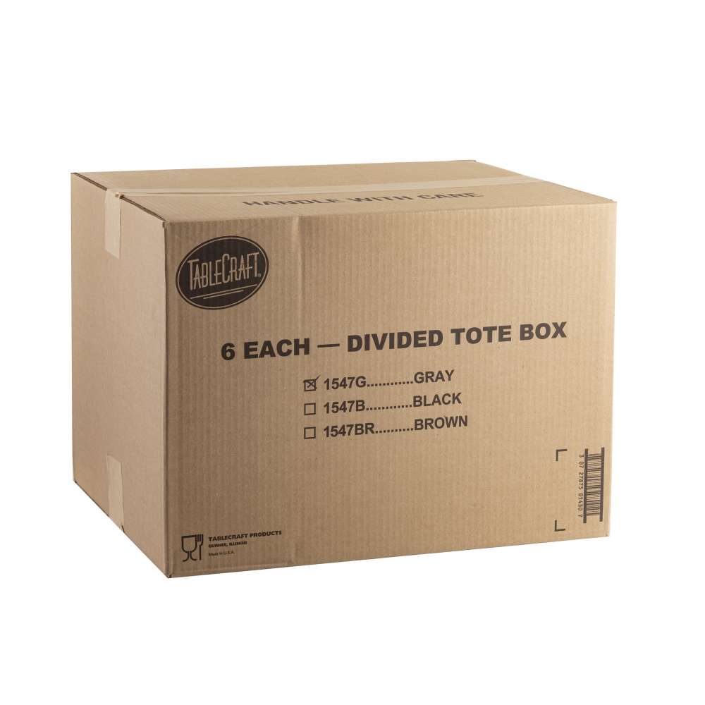Tablecraft Polyethylene Heavy Duty Gray Divided Tote Box, 21 x 17 x 7 inch -- 6 per case