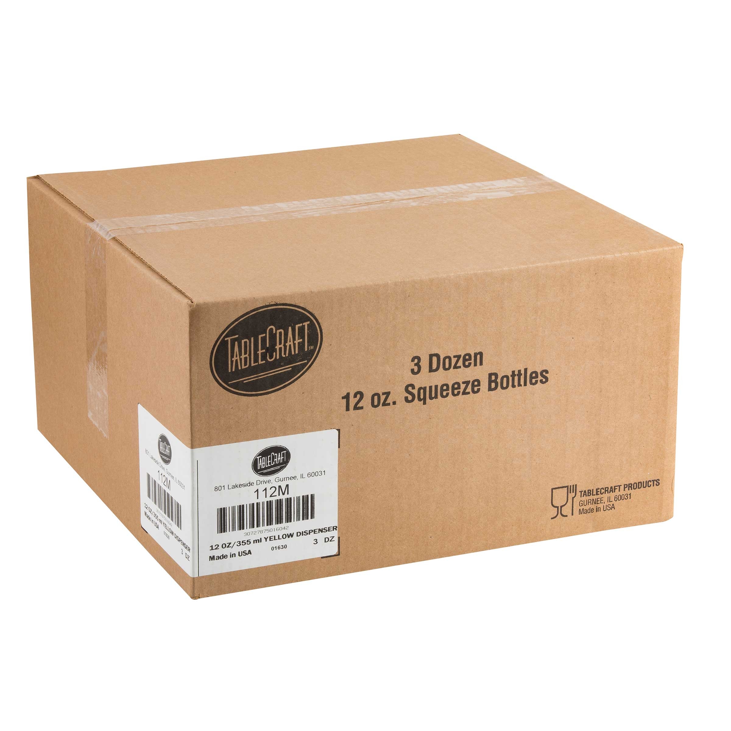 Tablecraft Mustard Squeeze Dispenser, 12 Ounce Capacity -- 36 Per Case