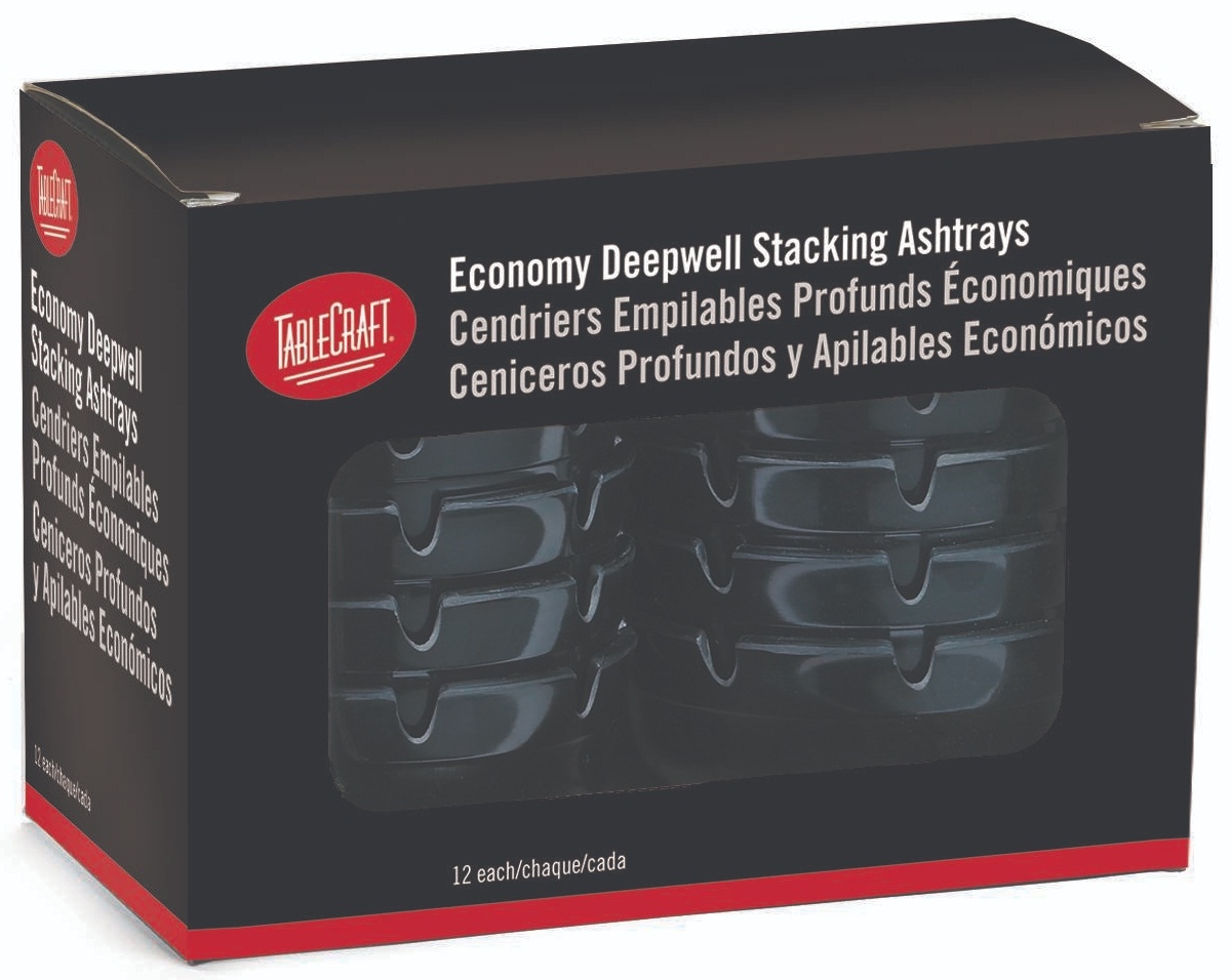 Tablecraft Black Stacking Ashtray, 12 Count -- 6 Per Case