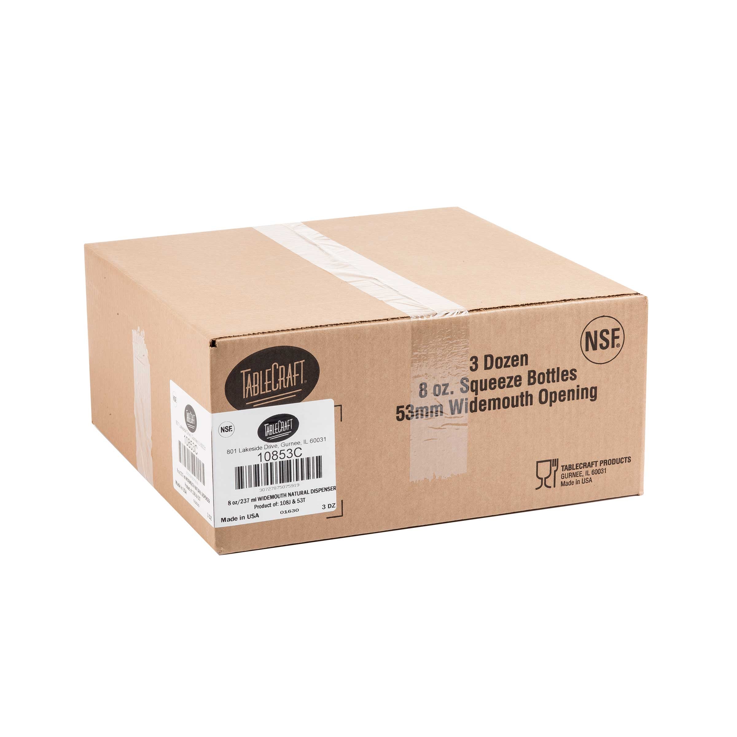 Tablecraft Widemouth Natural Squeeze Dispenser, 8 Ounce Capacity -- 36 Per Case