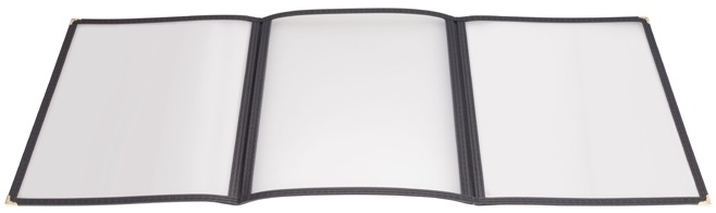 Winco Black Triple Fold Panel Menu Cover -- 25 per case