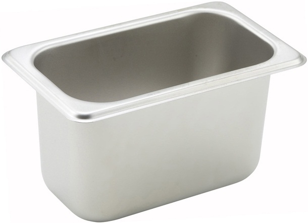 Winco 25 Gauge Stainless Steel Ninth Size Straight Sided Steam Pan, 4 Inch Depth -- 12 Per Case