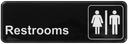 Winco Black Restrooms Information Sign, 9 x 3 inch -- 12 per case