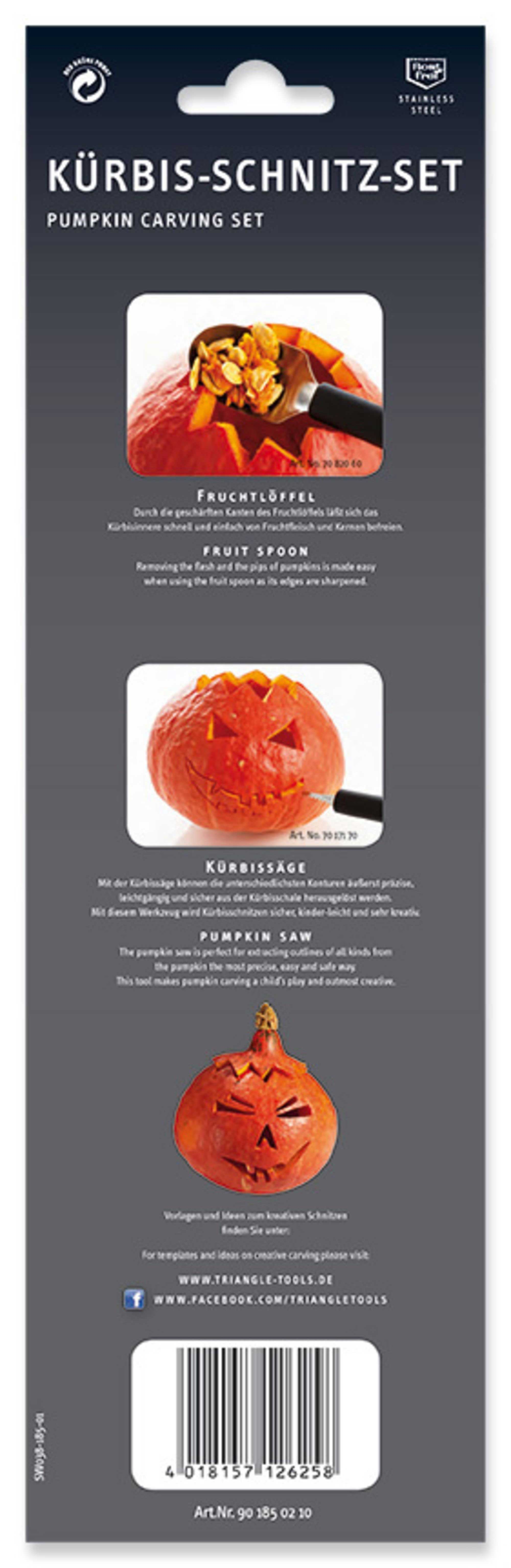 Triangle Stainless Steel Pumpkin Carving Set, set of 2