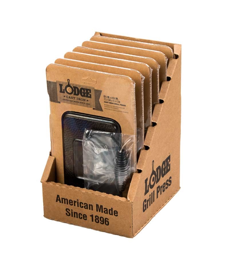 Lodge Preseasoned Rectangular Cast Iron Grill Press -- 6 per case.